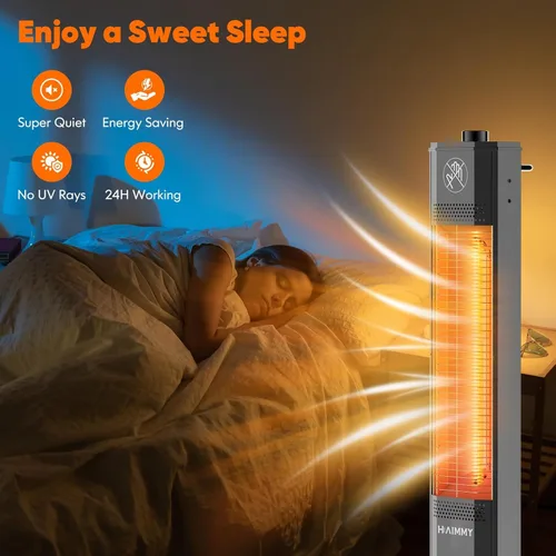 Miniatura 6 de Calentador eléctrico para patio al aire libre, calentador eléctrico de patio de 27 pulgadas, calefacción instantánea de 1200 W, 2 niveles de calor