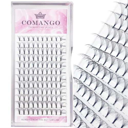 Miniatura 67 de CoMango Extensiones de pestañas de volumen 3D/4D/5D/6D/10D, grosor de 0.003 in, rizo C/D, tallo corto de 0.315-0.591 in, extensiones de pestañas