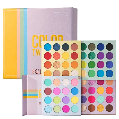 Paleta de sombra de ojos de maquillaje para cara completa, 64 colores pigmentados, sombra de ojos para ojos, brillo mate vegano colorido 4 tonos en 1