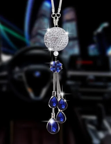 Bling - Accesorios para autos, para mujeres y hombres, decoración colgante de cristal para espejo retrovisor, bola de cristal, cristal de buena