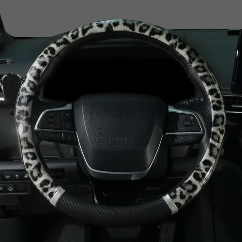 Miniatura 2 de KAFEEK Funda para volante con estampado de leopardo de 15 pulgadas, piel de microfibra con patrón de guepardo para mujeres y niñas, interior de goma