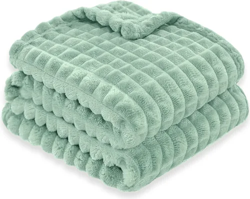 Miniatura 15 de HOMRITAR Manta de franela de forro polar mullida para bebé, jacquard 3D, manta de cama de felpa suave y cálida para decoración del hogar, manta
