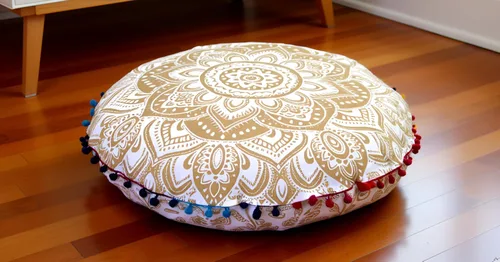 Miniatura 2 de CRAFT KALA Funda de cojín de suelo de 22 pulgadas para sentarse, funda de cojín de meditación grande para adultos, diseño de mandala bohemio, funda