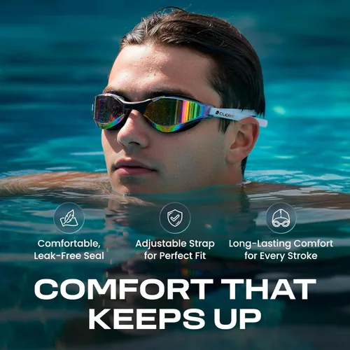 Miniatura 5 de Clear'r Victor Adult Swim Goggles, Mirrored Anti-Fog Goggles with UV Protection & Panoramic View, 4 Nosepieces