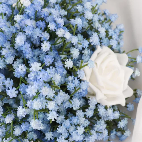 Miniatura 4 de Pusuny Babys Breath - Flores artificiales a granel, 12 piezas de gypsophila flores azules falsas de aliento de bebé, ramos de flores de tacto real