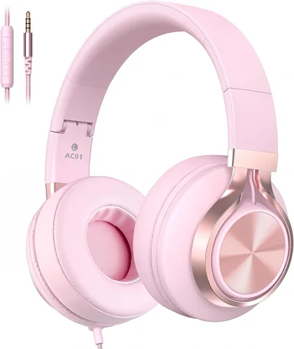 Miniatura 9 de AC01 auriculares de diadema con cable, auriculares pasivos con aislamiento de ruido, auriculares estéreo con cable con micrófono y control de Negro