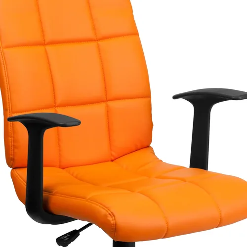 Miniatura 7 de Flash Furniture - Silla giratoria de respaldo medio de vinilo, acolchada, color negro Naranja