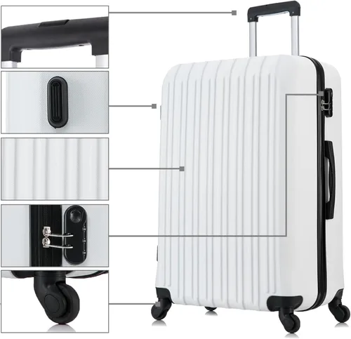 Miniatura 3 de 4 piezas equipaje conjuntos ligero ABS durable maleta Spinner ruedas Hardshell viaje maletas, Blanco leche, Equipaje ligero e impermeable con rueda