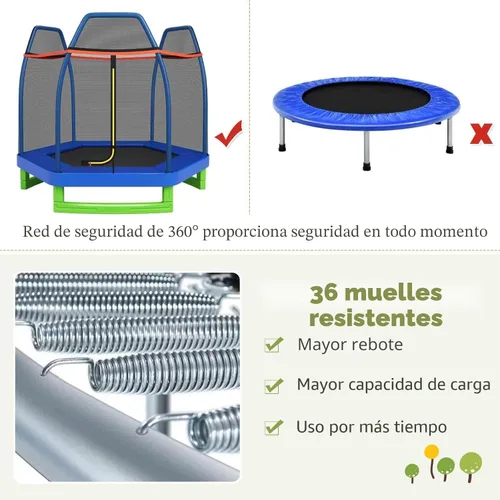 Miniatura 6 de Giantex - Trampolín de 7 pies para niños, marco de acero resistente pequeño mini trampolín para niños pequeños, grandes regalos para niños y niñas