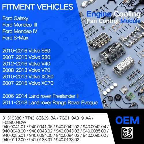 Miniatura 2 de Módulo de control de ventilador de refrigeración compatible con Volvo S60 S80 V40 V60 XC60 XC70; Land Rover Evoque Freelander II; Ford Galaxy
