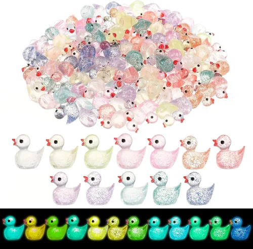 Miniatura 11 de 160 piezas de patos pequeños de Navidad con gorro de Santa, mini patos de resina, patitos pequeños de plástico para Navidad, accesorios para casa