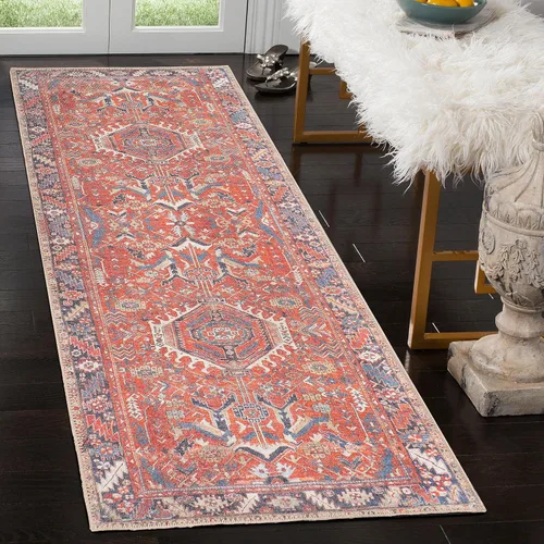 Miniatura 70 de GLN Rugs Traditional Collection - Alfombra de felpilla lavable a máquina, tradicional, antideslizante, alfombra de felpilla de pelo bajo, para sala