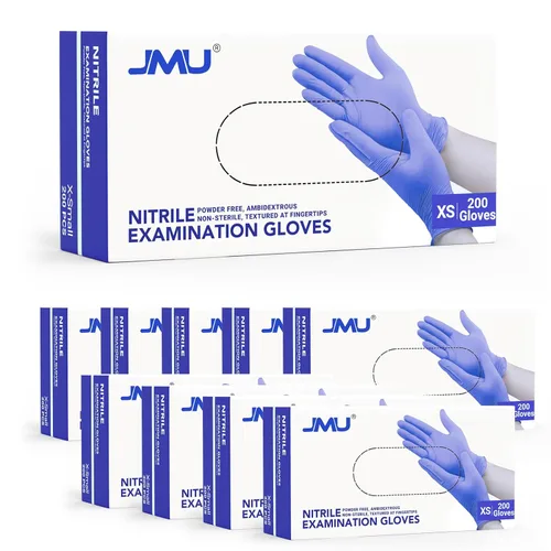 JMU Guantes de nitrilo a granel 2000 unidades, guantes desechables de 3.5 mil sin látex, XS, azul violeta Violeta Azul