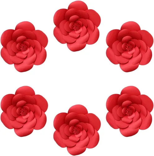Miniatura 3 de Decoración de flores artificiales 3D de flores rojas para decoración de bodas (rojo 7.9 in)