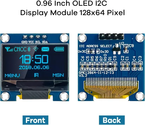 Miniatura 2 de Hosyond 5 Piezas 0.96 Pulgadas OLED I2C IIC Módulo de Pantalla 12864 128x64 Píxeles SSD1306 Mini Pantalla OLED Autoluminiscente Compatible con Azul