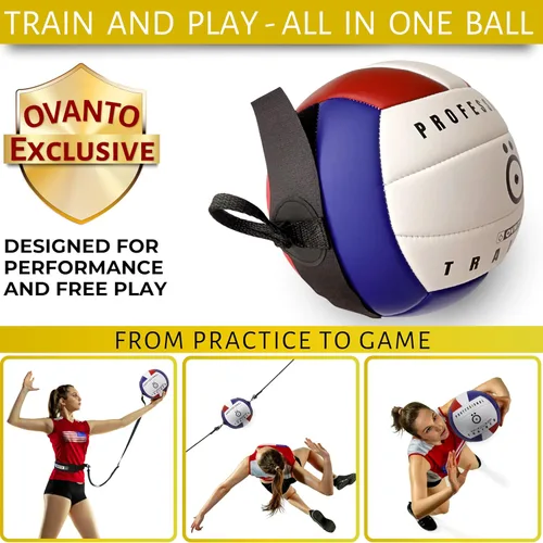 Miniatura 4 de OVANTO Equipo de entrenamiento de voleibol – Equipo de voleibol en solitario en 4 estilos para servir, pinchar, establecer y pasar como un