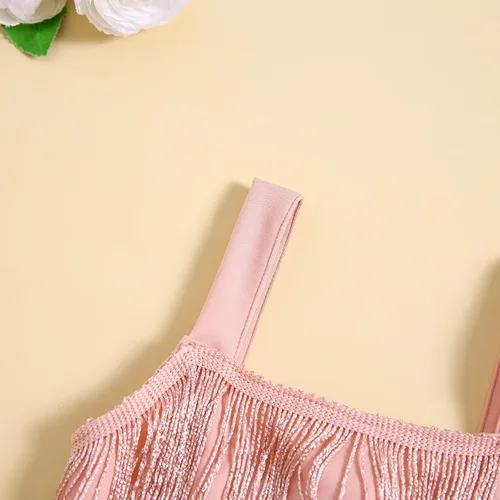 Miniatura 5 de Vestido de lentejuelas para niños, vestido sin mangas con borlas brillantes, vestido de baile latino para fiesta, vestido de baile latino, 1-6T
