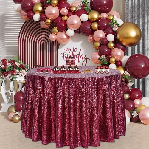 Miniatura 20 de B-COOL Mantel de lentejuelas de 60 x 102 pulgadas, mantel de cumpleaños rectangular azul bebé, brillante, duradero, boda, fiesta, restaurante