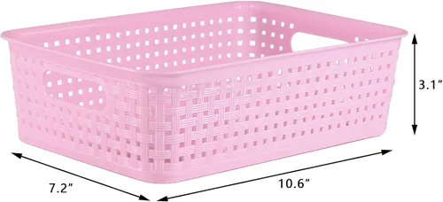 Miniatura 3 de Paquete de 8 cubos pequeños de organización y almacenamiento de despensa, organizadores domésticos para lavandería, baños, dormitorios, cocinas, Rosa