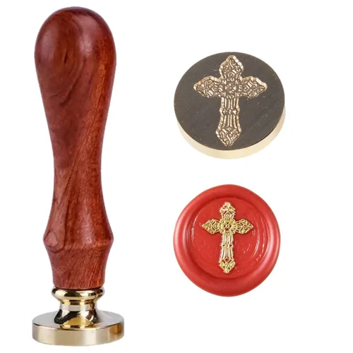 Miniatura 17 de Sello de cera de trébol de cuatro hojas, sello de trébol de la suerte con mango de palisandro 1'' 2.5cm, sello distintivo de cera de sellado, un