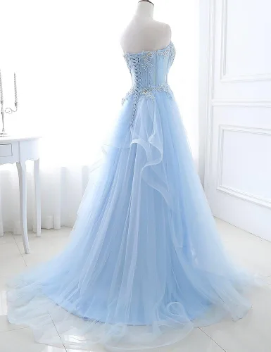 Miniatura 3 de Vestido de fiesta largo para mujer con cintura transparente, espina de pescado y péplum simétrico