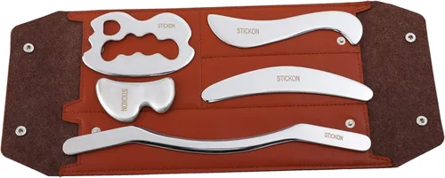 STICKON Juego de herramientas de raspador muscular Gua Sha de acero inoxidable, herramientas raspadoras de masaje Gua Sha para terapia física,