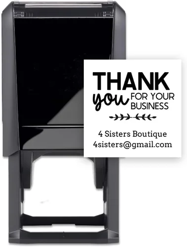 Sello personalizado con texto en inglés «Thank You for Your Business» / Sello cuadrado autoentintado de 1.5 pulgadas, sello de tinta negra para