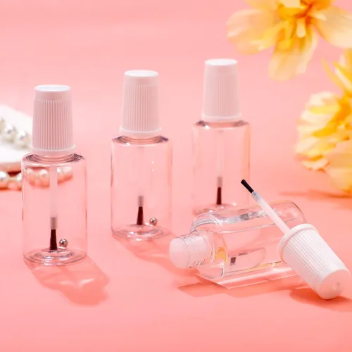 Miniatura 7 de Irenare 20 botellas vacías recargables de esmalte de uñas de 0.7 onzas líquidas, envase de plástico para esmalte de uñas, botella vacía con mezcla