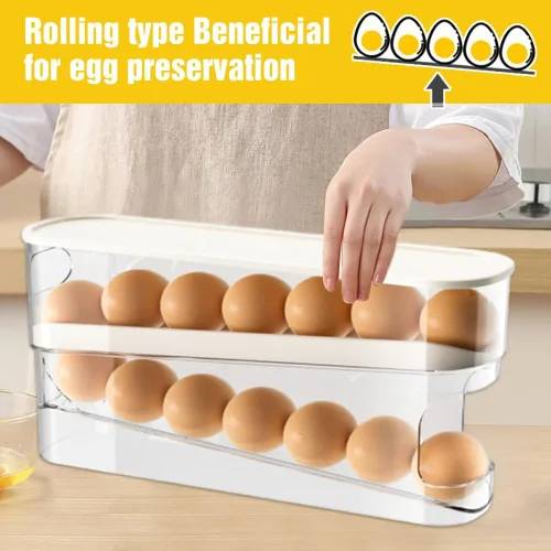 Miniatura 2 de ROWPOZ 2025 Nuevo Soporte para Huevos para Refrigerador, Organizador de Huevos para Refrigerador Desplazamiento Automático Estante para Huevos