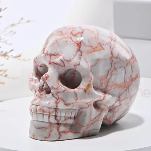 Miniatura 17 de Cabeza de calavera de cristal de obsidiana negra natural de 5 pulgadas, tallada a mano, estatua de piedra curativa de Reiki, decoración de sala