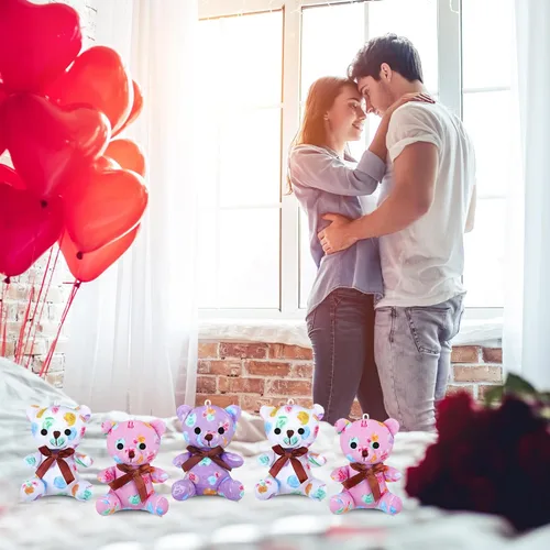 Miniatura 4 de Haull 18 piezas de corazones de conversación de San Valentín, osos de peluche a granel para niños, pequeños animales de peluche suaves de 4