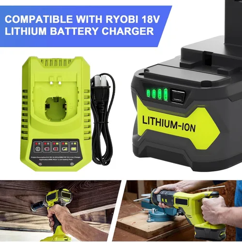 Miniatura 4 de Batería de repuesto de 18V 8.0Ah para Ryobi 18V batería de iones de litio compatible con herramientas inalámbricas Ryobi 18 voltios P108 P107 P105
