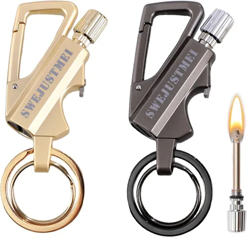 2Pcs Permanent Match Infinity Lighter with Multitool Keychain Bottle Opener