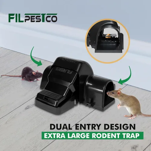 Miniatura 4 de Juego de 2 trampas de túnel extra grandes profesionales para ratas, trampa para ratones, trampa reutilizable, resistente para control de plagas