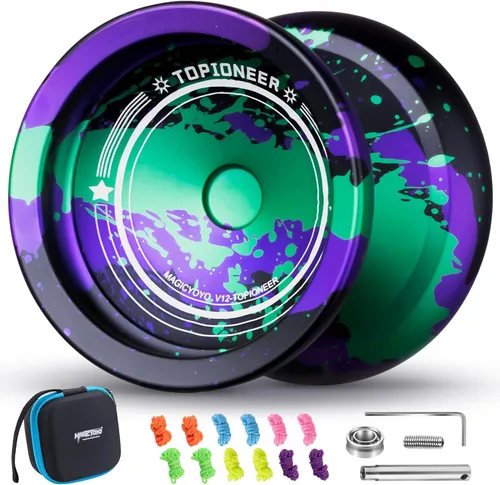 Miniatura 10 de MAGICYOYO V12 Yoyo Profesional de Girar con Dedo para Niños Principiantes, Yoyo No Sensible para Jugadores Avanzados, Yo Yo Profesional para Trucos