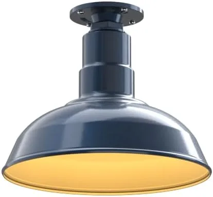 Miniatura 40 de Steel Lighting Co. El Segundo - Lámpara de granero Colgante montado en el techo Domo de 12 pulgadas Vástago de 12 pulgadas Luz de acero