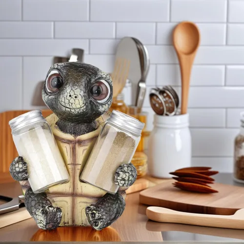 Miniatura 4 de Soporte para salero y pimienta de tortuga marina con tarros de vidrio