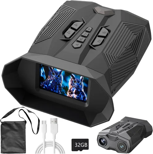 Gafas de visión nocturna, binoculares de visión nocturna de enfoque automático 4K a todo color para adultos, batería recargable de gran capacidad