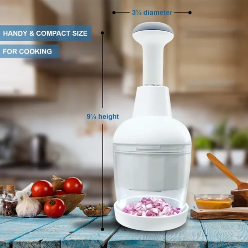 Miniatura 2 de Picadora de alimentos para verduras, cebolla, ajo y nueces - Procesador de alimentos alimentado a mano, picadora y picadora fácil con una sola mano