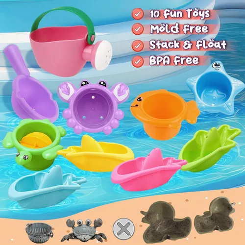 Miniatura 5 de 10 juguetes de baño para niños de 1 a 3 años, juguetes de agua para bañera y piscina para niños pequeños de 1 a 3 años y bebés de 12 a 18 meses