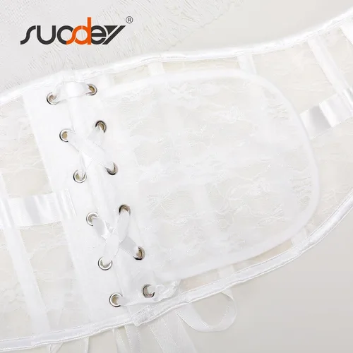 Miniatura 24 de SUOSDEY Cinturón de corsé de jacquard para mujer, corsé pirata steampunk renacentista con cordones y cordones