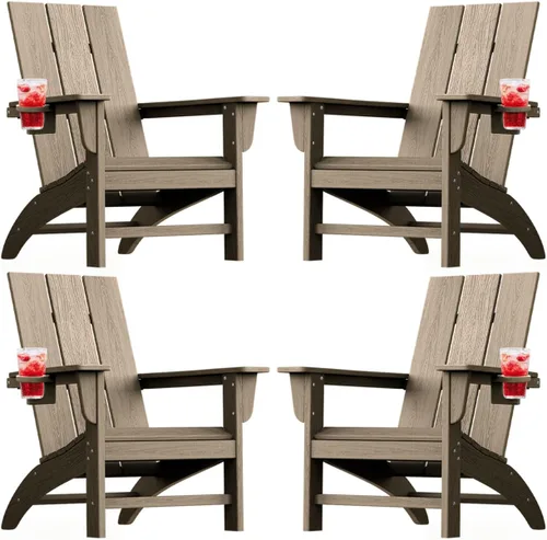 Miniatura 25 de Silla Adirondack moderna, sillas de patio de plástico HDPE para todo tipo de clima, silla para hoguera, sillas de césped al aire libre para terraza