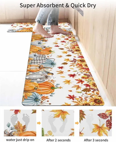 Miniatura 4 de Tapete de baño de otoño para bañera, antideslizante, de secado rápido y absorbente, de tierra de diatomeas, para fregadero de cocina, lavable