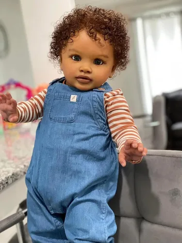 Angelbaby Muñecas de bebé negras Reborn de 26 pulgadas, tamaño grande, realista, afroamericana, niña pequeña, pipa, cuerpo de tela pesada, bebés