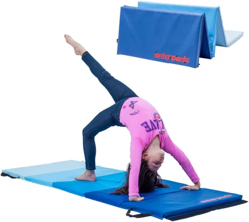Miniatura 16 de Antsy Pants Colchoneta de gimnasia para niños, fácil de limpiar, resistente, plegable, acolchada, ligera, portátil, equipo de gimnasia para juego