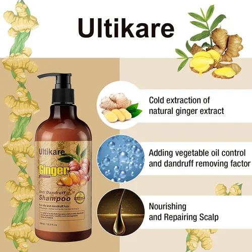 Miniatura 3 de Champú de jengibre para el cabello caspa, tratamiento anticaspa, champú para el cuidado del cuero cabelludo seco con picazón, aceite de extracto