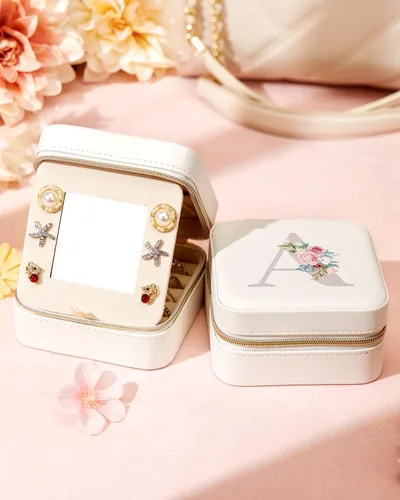 Miniatura 5 de Enthralite Joyero de viaje para regalo personalizado, artículos esenciales de viaje para mujeres, organizador de viaje para joyas, pequeño joyero
