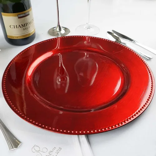 Miniatura 21 de Efavormart - 6 platos de carga redondos con cuentas negras de 13 pulgadas para decoración de mesa, vacaciones, boda, catering, decoración de eventos
