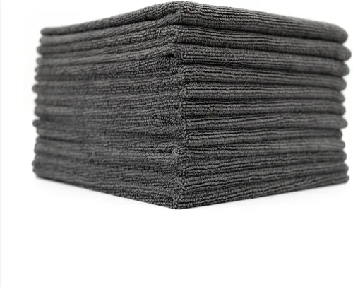 (Paquete de 12) 12" x 12 in. toallas de limpieza de microfibra de grado comercial para usos múltiples, altamente absorbentes, sin pelusa, sin Gris
