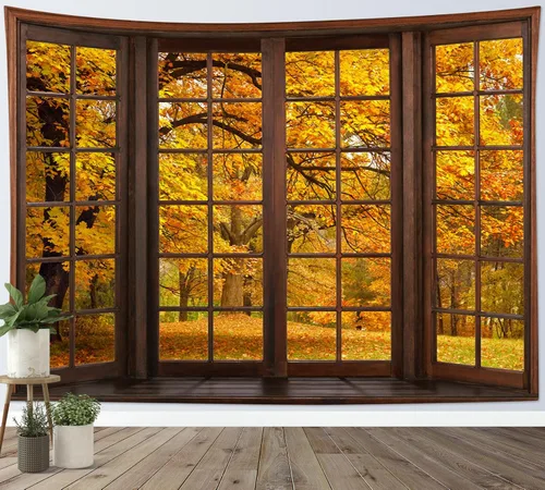 Miniatura 18 de HVEST Tapiz de noche de Halloween, tapiz para colgar en la pared, bosque embrujado con tumba y calabazas, manta de pared para dormitorio, sala